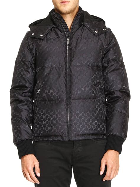 gucci windbreaker hooded jacket|Gucci jacquard puffer jacket.